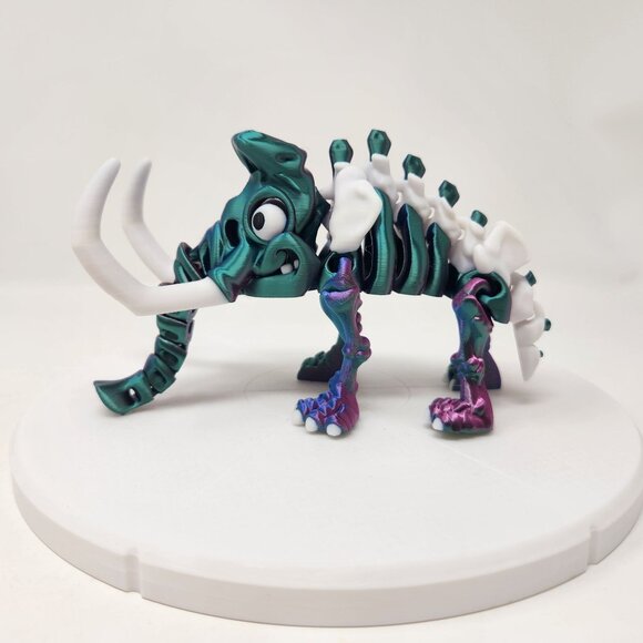 3D Printed Flexi Factory Articulated Mammoth Dinosaur Skeleton 7" x 4" - Picture 1 of 7